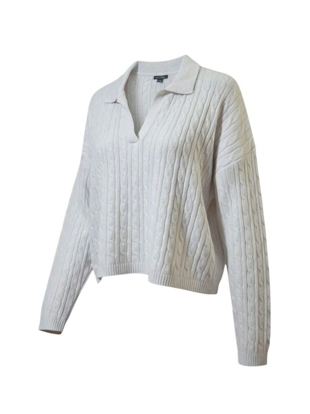WILD FABLE Collared Long Sleeve V Neck Cable Pull Over Sweater
